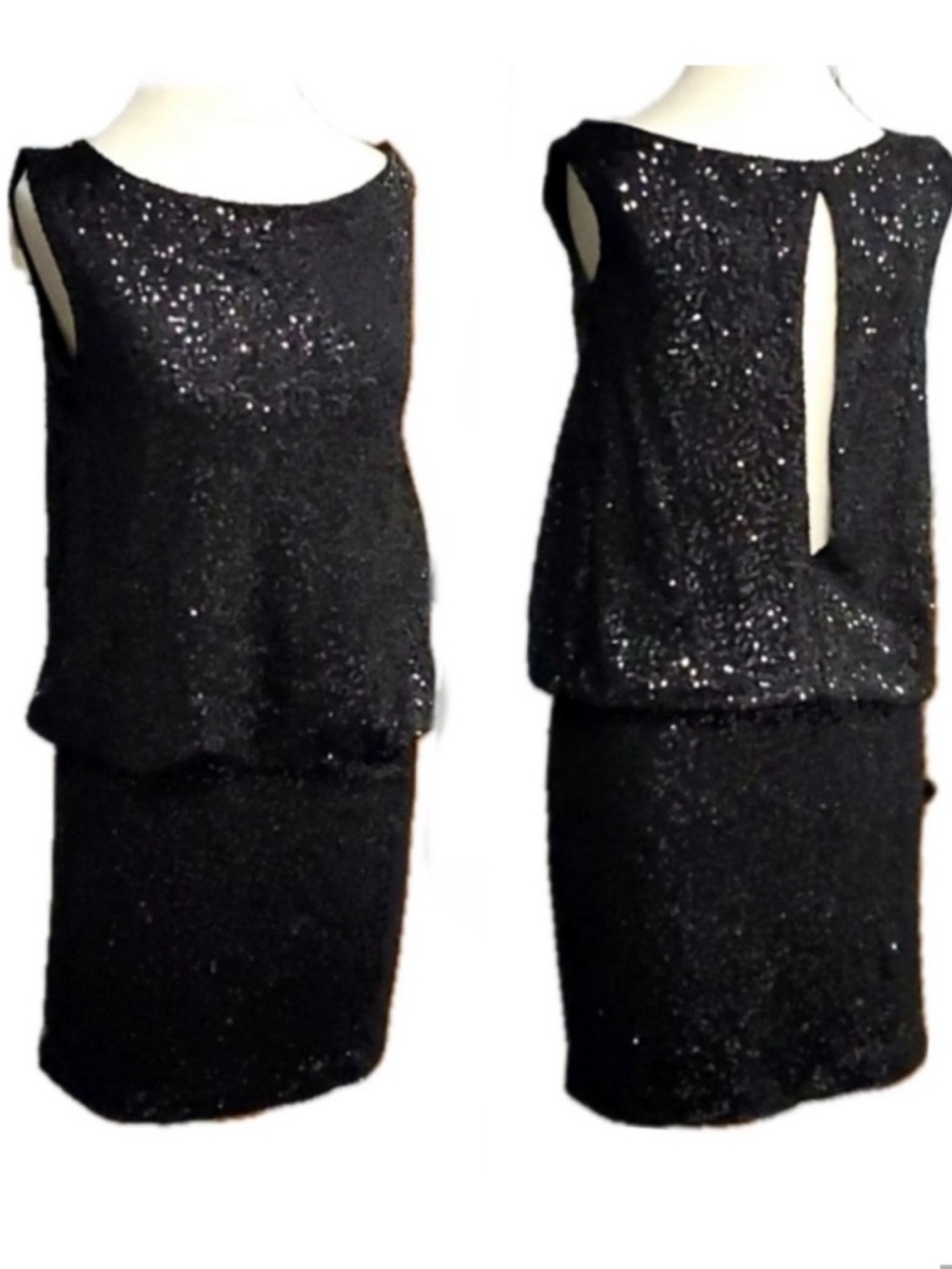 SAKS FIFTH AVENUE KURK THOMAS Black Sequins Dress